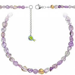 Collier en amétrine - Perles pierres roulées 7 à 10 mm - 55 cm