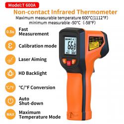 NJTY T600 Thermomètre infrarouge portable Température de chaleur laser