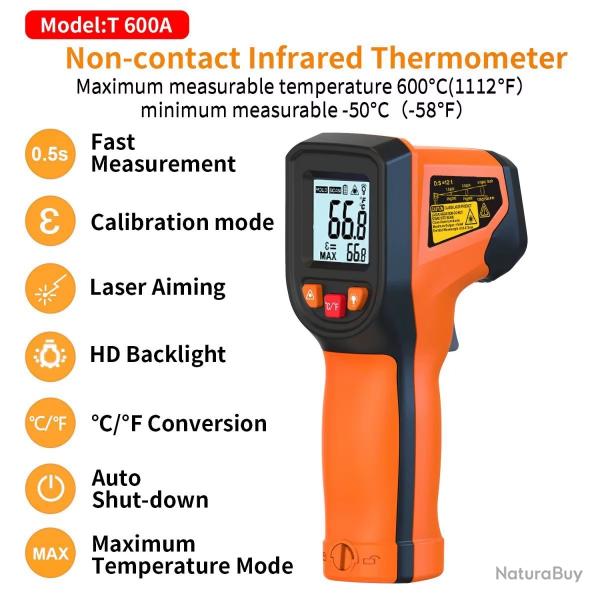 NJTY T600 Thermomtre infrarouge portable Temprature de chaleur laser