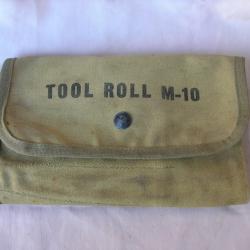 WW2 US POCHETTE MILITAIRE AMÉRICAINE POUR KIT D'ENTRETIEN .DATÉE 45 TOOL ROOL M-12 ( 39-45 )