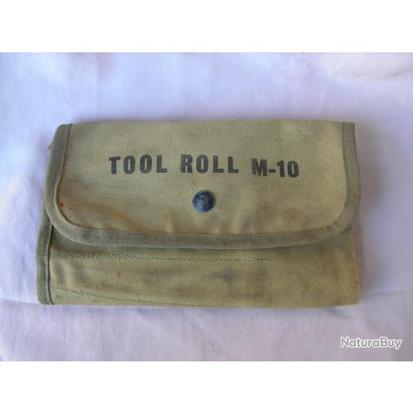 WW2 US POCHETTE MILITAIRE AMRICAINE POUR KIT D'ENTRETIEN .DATE 45 TOOL ROOL M-12 ( 39-45 )
