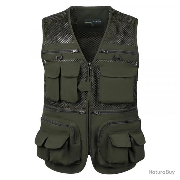 Veste De Pche En Plein Air Pour Homme, Fermeture clair, Document Solide L/Xl/2XL/3XL/4XL/5XL