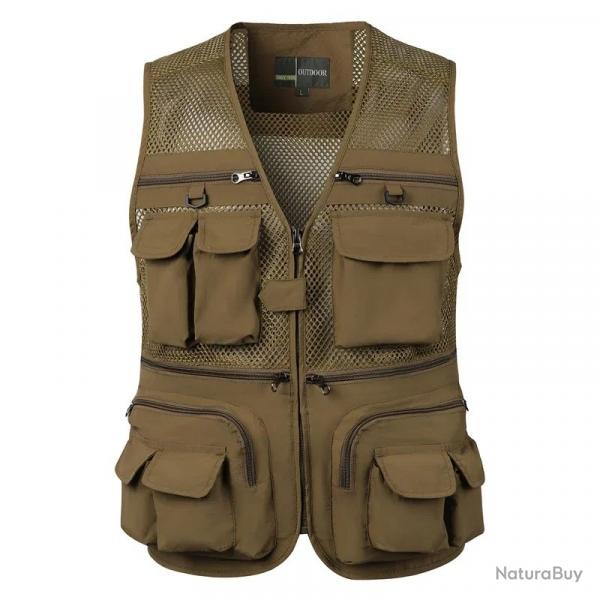 Veste De Pche En Plein Air Pour Homme, Fermeture clair, Document Solide L/Xl/2XL/3XL/4XL/5XL Kaki