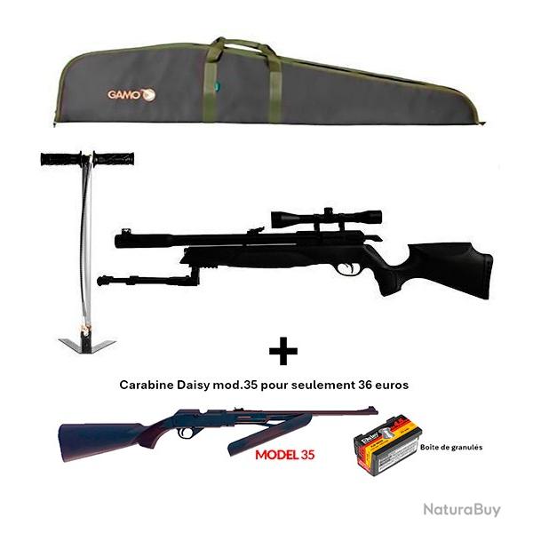 PACK COMBIN ! PACK-17 Carabine Arrow Gamo  5,5 mm + Carabine PCP  pompe Daisy mod. 35 Cal. 4,5 mm