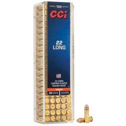 balles CCI 22 long CB SUBSONIC LOW NOSE LEAD ROUND NOSE 29gr pointe arrondie plomb cal.22lr par 100