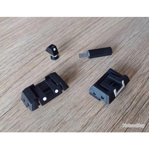 Hausses et guidon pour glock 17, 19 et 45 ainsi que pour walther pdp