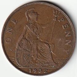 Pièce de Monnaie Angleterre one penny - George V 2e effigie 1932
