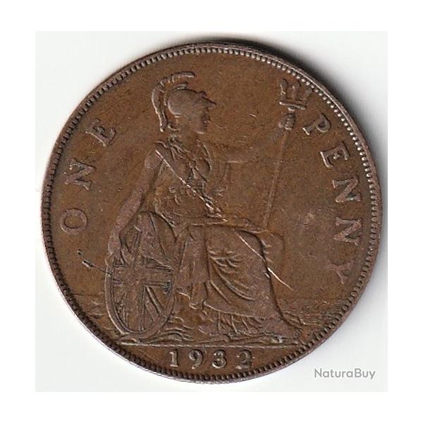 Pice de Monnaie Angleterre one penny - George V 2e effigie 1932