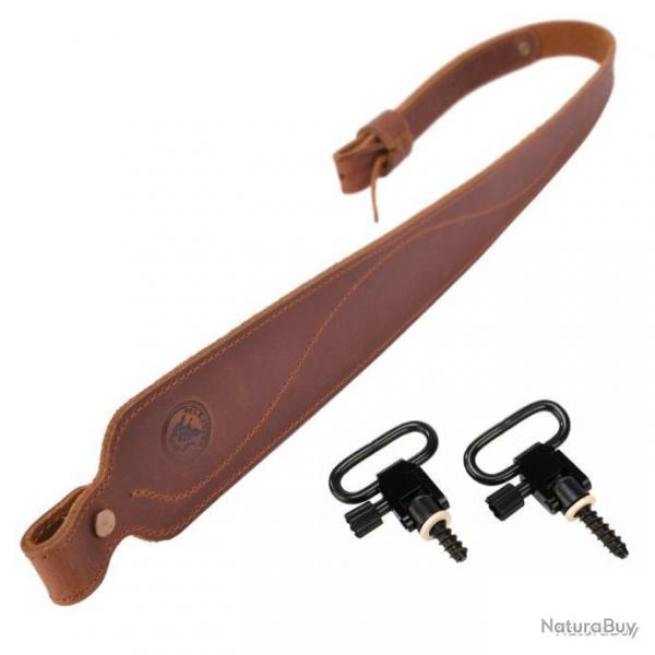 BRETELLE EN CUIR AVEC GRENADIRES - MARRON - LIVRAISON GRATUITE