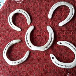 Lot 5 Fers à Cheval Décoration Ancien Porte-Bonheur Fétiche Objets du XXème Rare