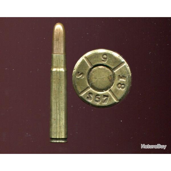 9 x 57 Mauser - balle cuivre pointe arrondie - intressant marquage militaire allemand : S67/9/18/S/
