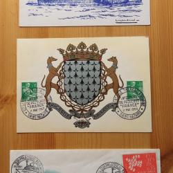 2 cartes postales et 1 enveloppe consacrées au lancement du paquebot FRANCE