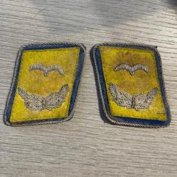 une paire de pattes de cols de réserve du personnel volant lutwaffe de sous lieutenant ww2