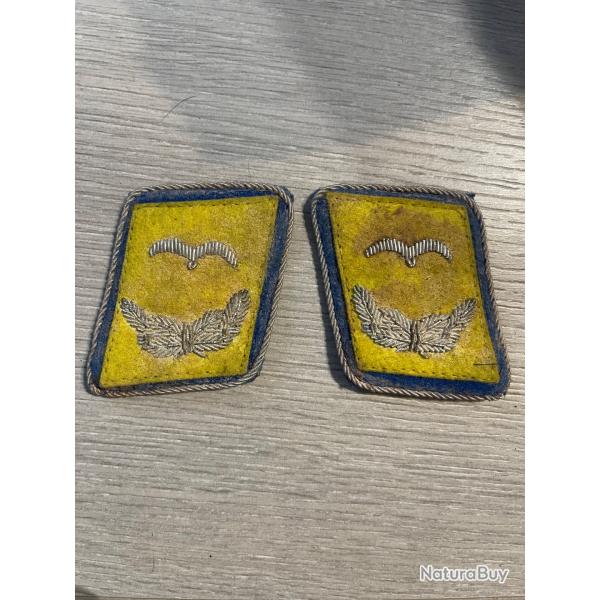 une paire de pattes de cols de rserve du personnel volant lutwaffe de sous lieutenant ww2