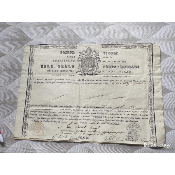 Bulle papale pontificale 1841