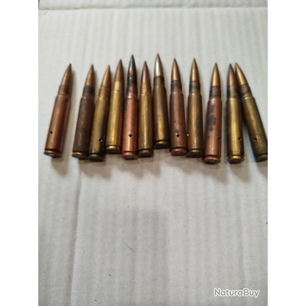 Munitions et douilles Mauser 8x57 WWII inertes.