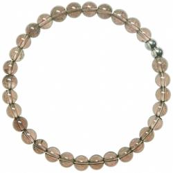 Bracelet en quartz fumé - Perles rondes 6 mm