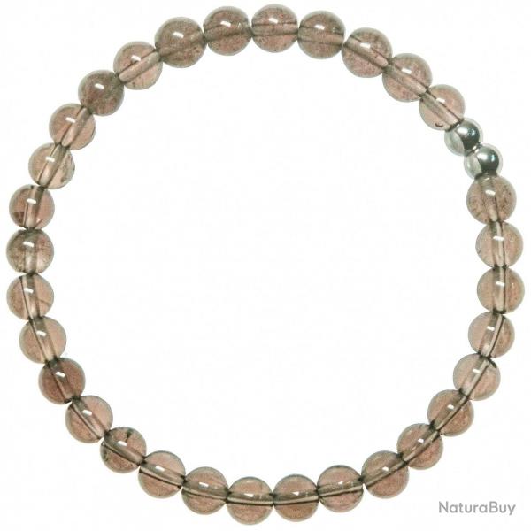 Bracelet en quartz fum - Perles rondes 6 mm