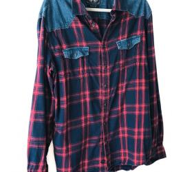 Chemise type bucheron jean et carreaux taille XXL