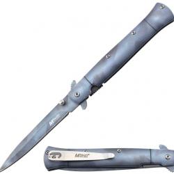 Couteau Mtech A/O Lame Spear Point Acier 3Cr13MoV Manche Alu Bleu/Gris Linerlock Clip MTA2041BG