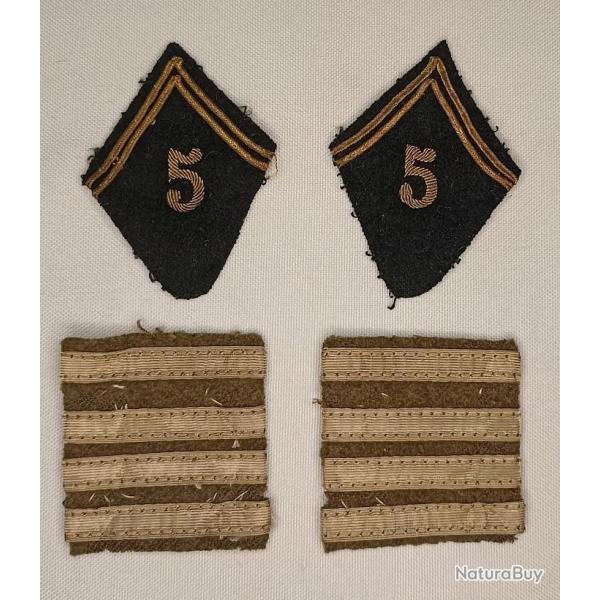 Pattes de col 5me Rgiment de Chasseur d'Afrique Commandant 39/45