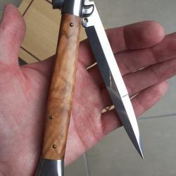 Couteau automatique italien cran d'arrêt stiletto franck beltrame bois d'olivier