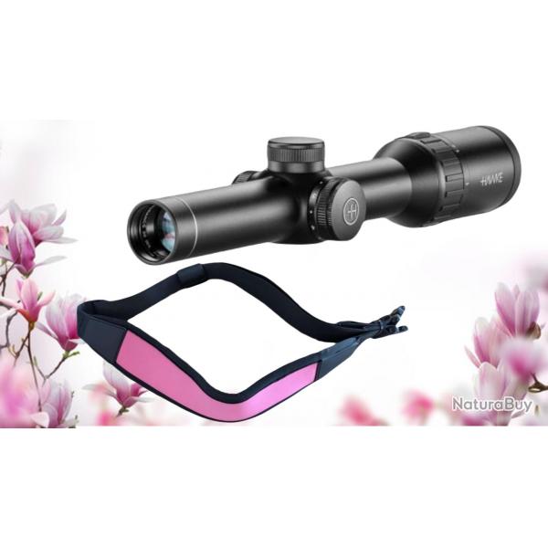 KIT - Lunette de battue Hawke Endurance 30 WA 1-4x24 et Sangle Noprne Rose