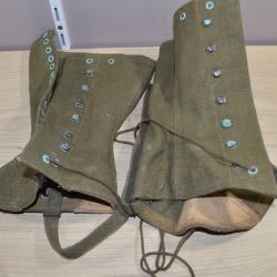 Guêtres jambières en toile Armée Française Indochine / Algérie Militaire rando nature (11)