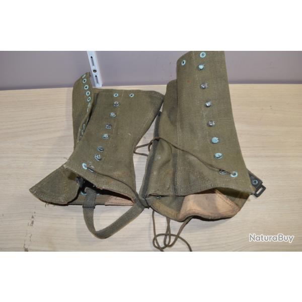 Gutres jambires en toile Arme Franaise Indochine / Algrie Militaire rando nature (11)