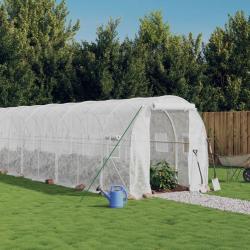 Serre avec cadre en acier blanc 20 m² 10x2x2 m alsavelo