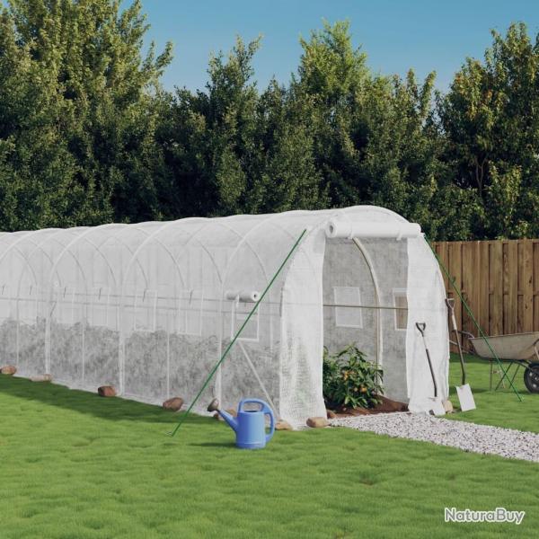 Serre avec cadre en acier blanc 20 m 10x2x2 m alsavelo