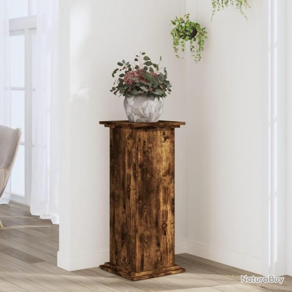 Support pour plantes chne fum 33x33x80 cm bois d'ingnierie