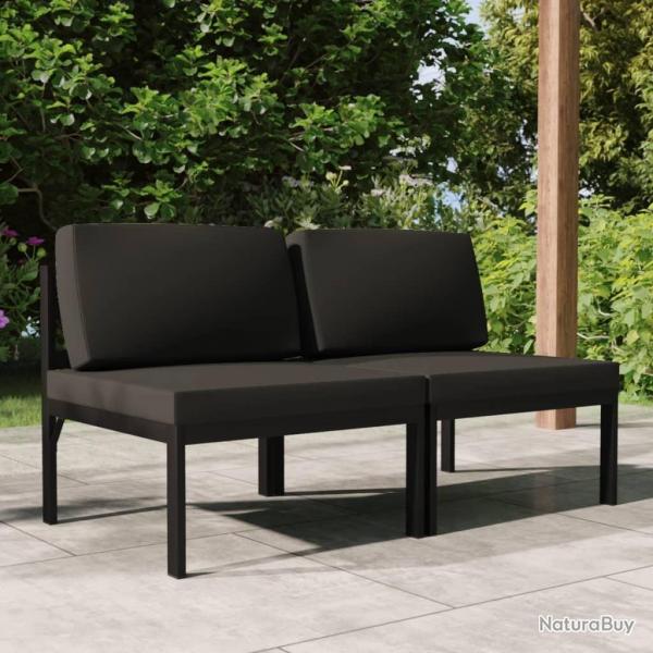 Canap de jardin 2 places avec coussins Aluminium Anthracite