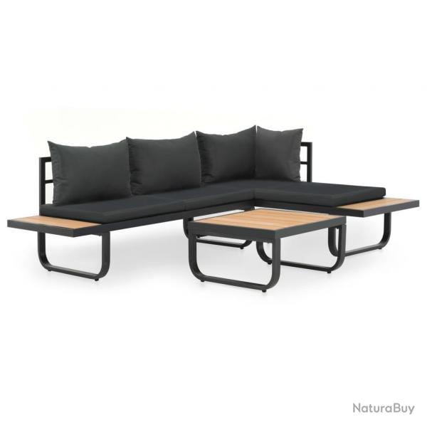 Canap d'angle de jardin  2 places avec coussins Aluminium WPC