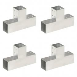 Connecteurs de poteau 4 pcs Forme en T Métal galvanisé 81x81 mm