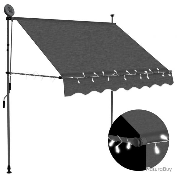 Auvent manuel rtractable avec LED 200 cm Anthracite