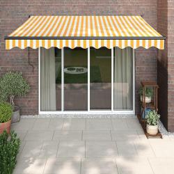 Auvent rétractable jaune et blanc 3x2,5 m tissu et aluminium