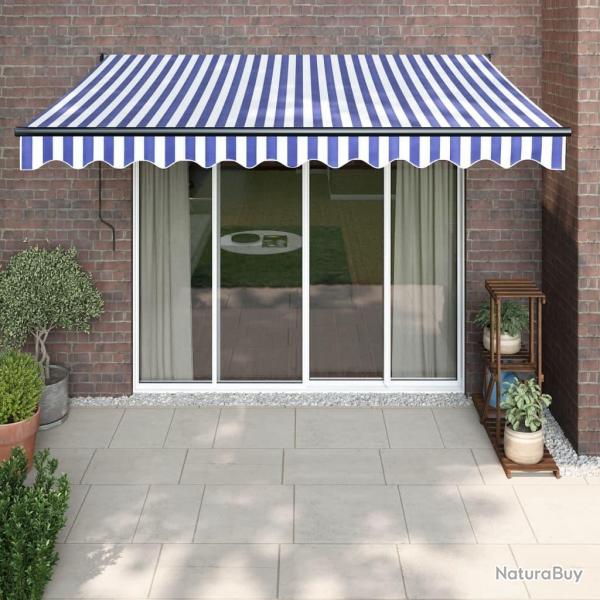 Auvent rtractable bleu et blanc 3x2,5 m tissu et aluminium