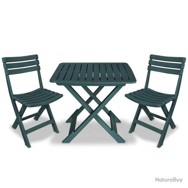 Ensemble de bistro pliable 3 pcs Plastique Vert