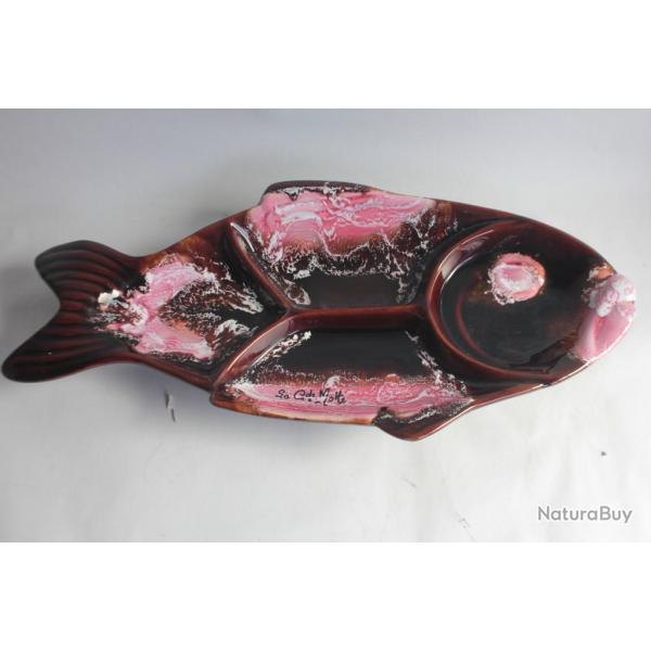 Plat  compartiments cramique Poisson Vallauris La Grande Motte