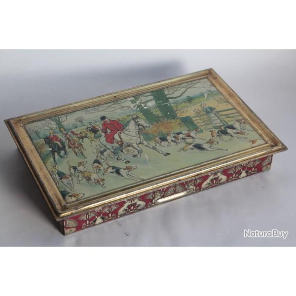 Bote  biscuit tle lithographie Huntley Palmers Chasse Cecil Aldin