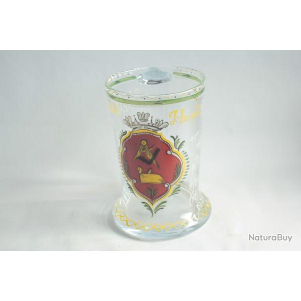 Chope  bire verre souffl maill Franc-maon Bohme