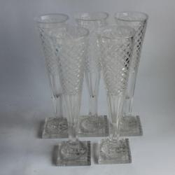 5 Verres Flûtes champagne cristal taillé Empire