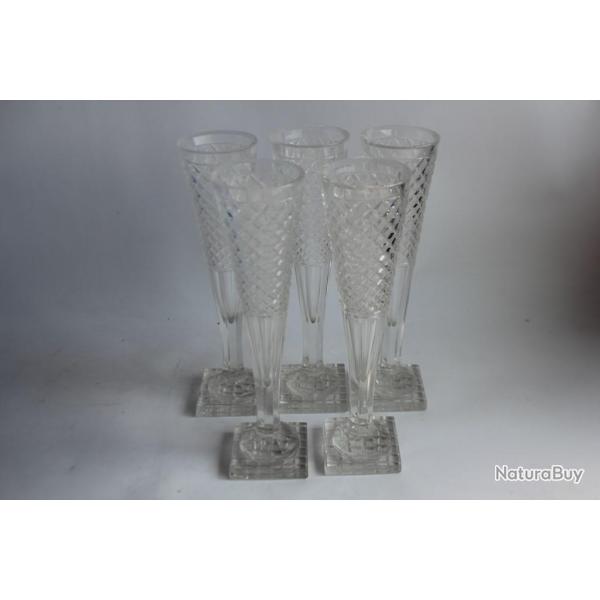 5 Verres Fltes champagne cristal taill Empire