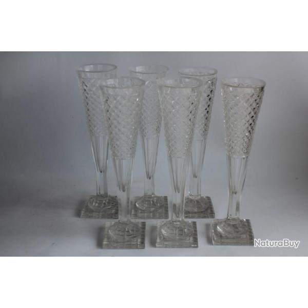 6 Verres Fltes champagne cristal taill Empire