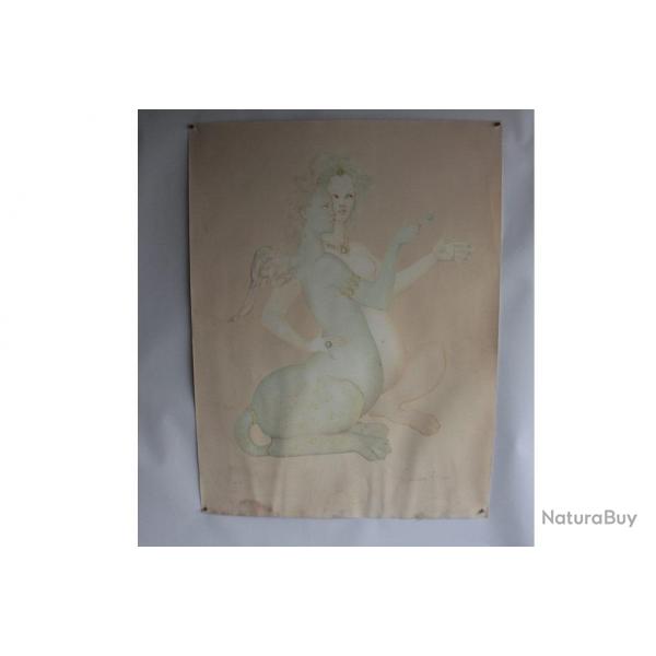 Leonor FINI Lithographie originale Deux sphinges preuve d'artiste