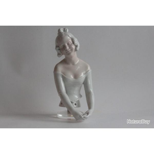 Grande Demi figurine porcelaine Femme Gebrder Heubach Allemagne