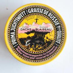Ancienne boîte tôle Graisse de Russie Dachs Blaireau