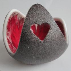 Bougeoir céramique Coeur Daugmales keramika Lettonie