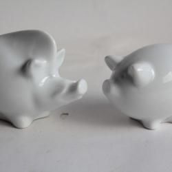 Cochon et Phacochère porcelaine Hollohaza Hongrie